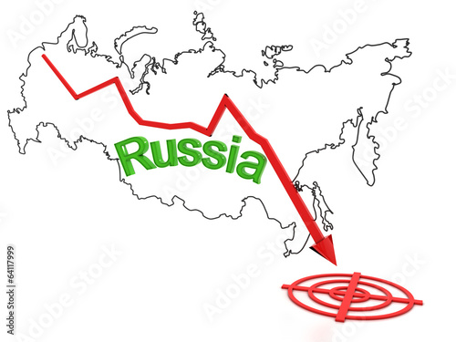 Down arrow on a background map of Russia №10 photo