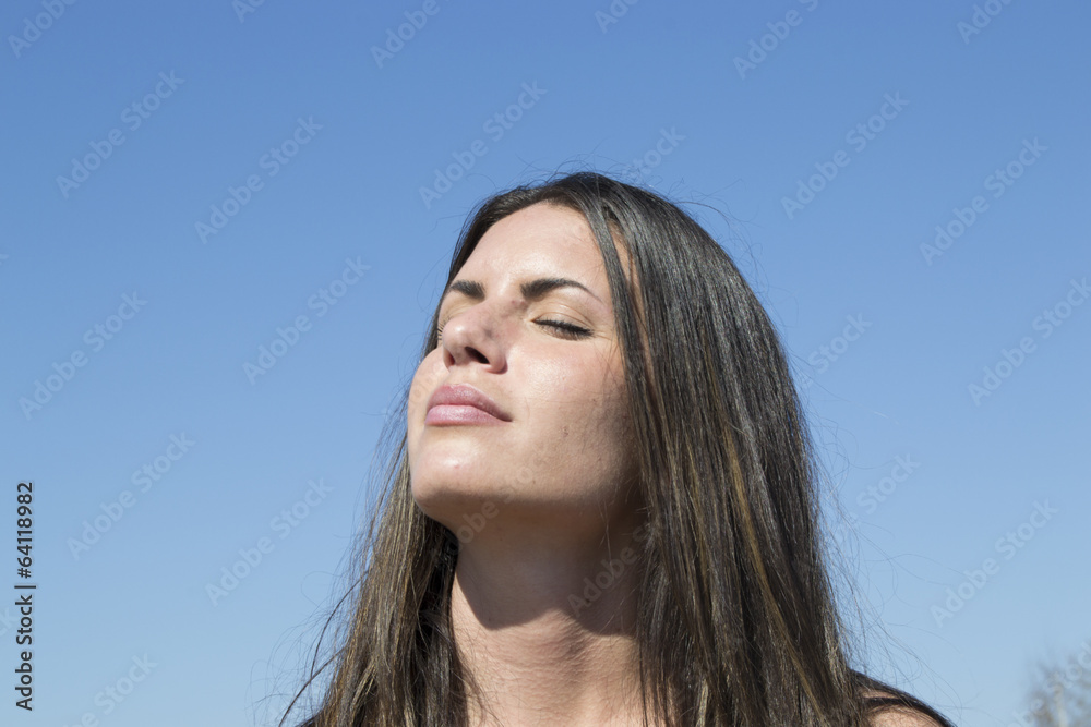 Beautiful woman enjoying sunshine (sun, tan, portrait) Beautiful woman enjoying sunshine (sun, tan, portrait)