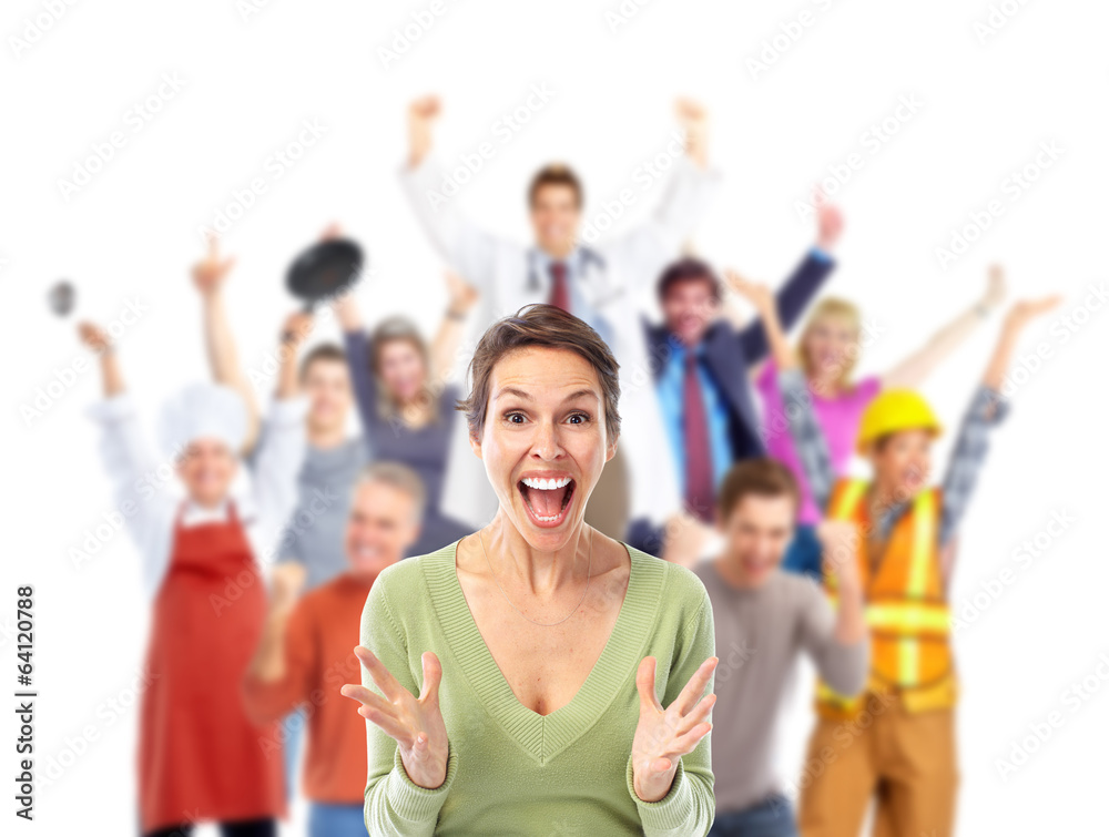 Fototapeta premium Group of happy workers people.