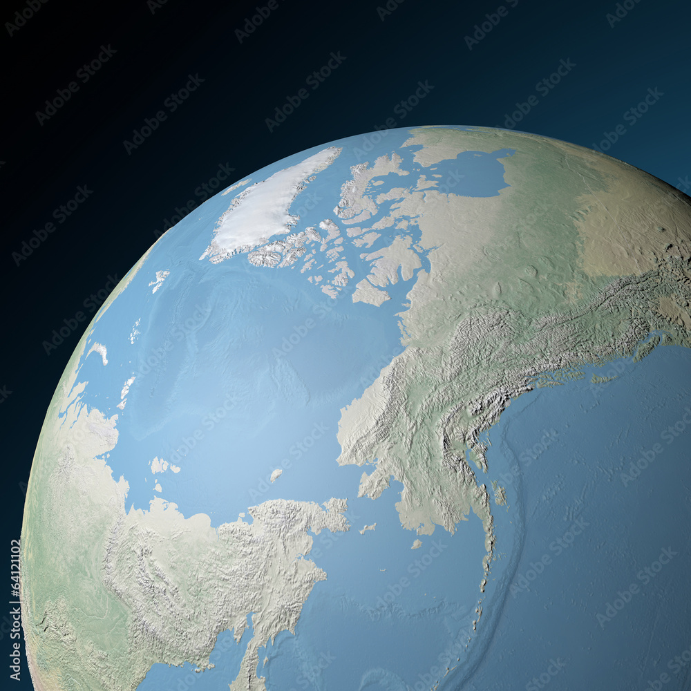 Cartina fisica Polo nord in rilievo Stock Illustration | Adobe Stock