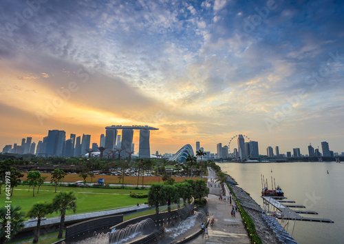 Photography Singapore city skyline when sunset