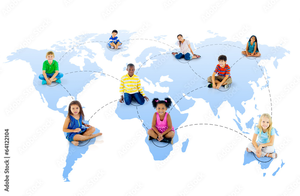 Fototapeta premium Diverse Kids Connected to Each Other