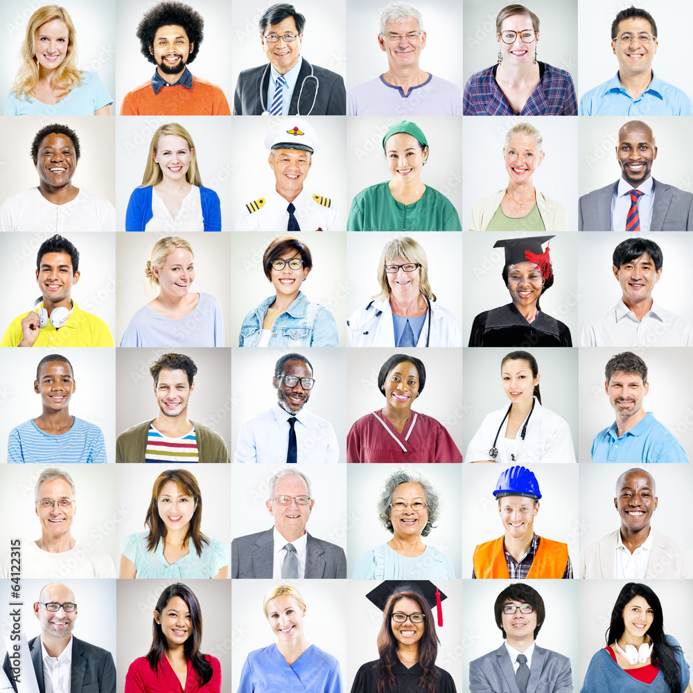 Portraits of Multiethnic Mixed Occupations People Portraits of Multiethnic Mixed Occupations People