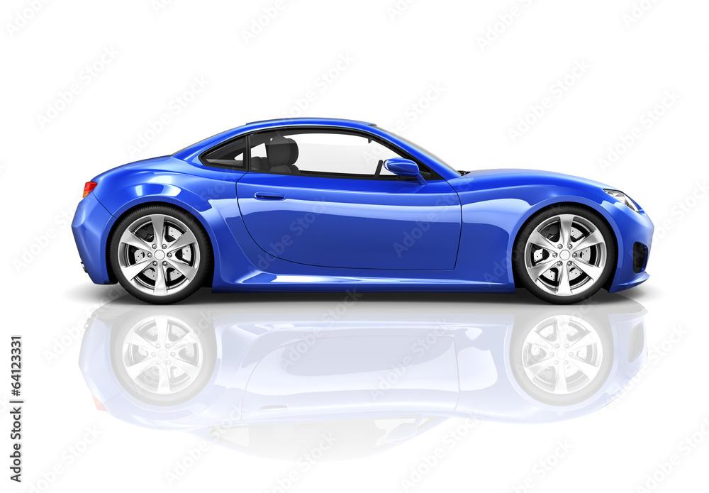 3D Luxury Blue Sports Car
