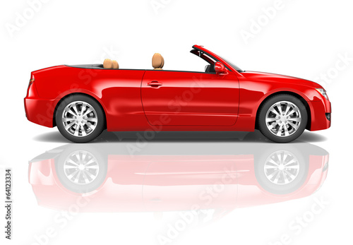 Red 3D Sedan Convertible Car