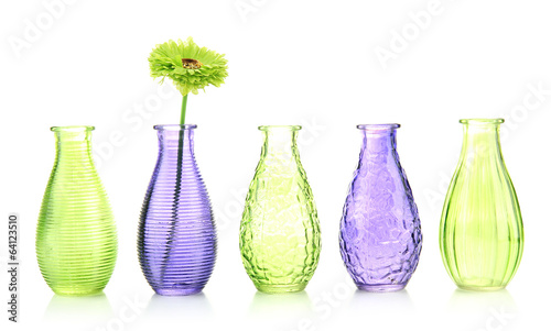 Different decorative vases isolated on white
