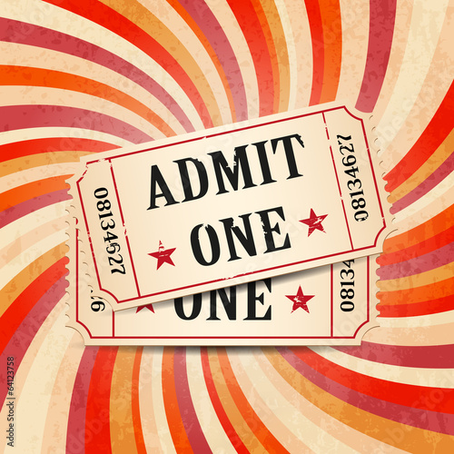 Retro tickets on twirl background