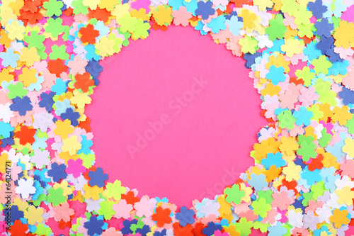 Confetti frame on pink background