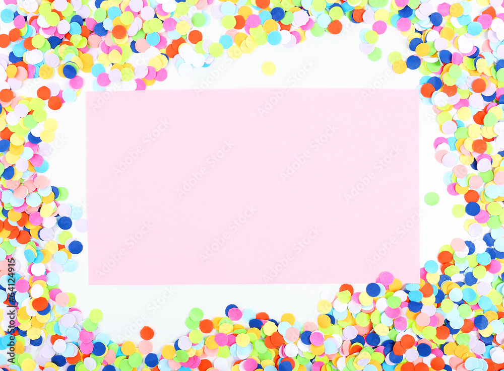 Blank paper with confetti around Blank paper with confetti around