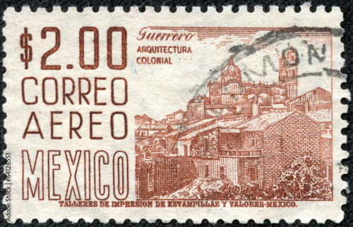 stamp shows colonial architecture from Guerrero state photo