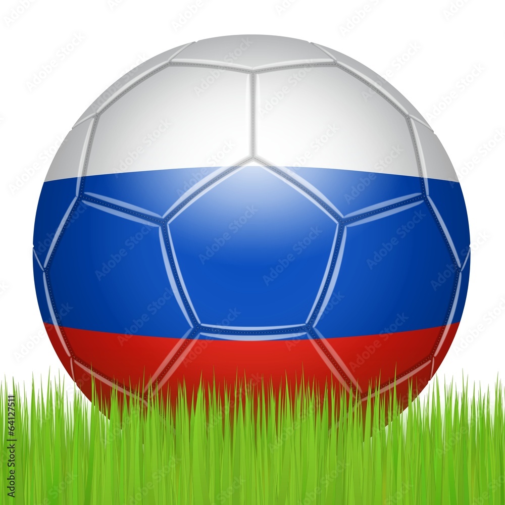 Russian soccer ball on the lawn