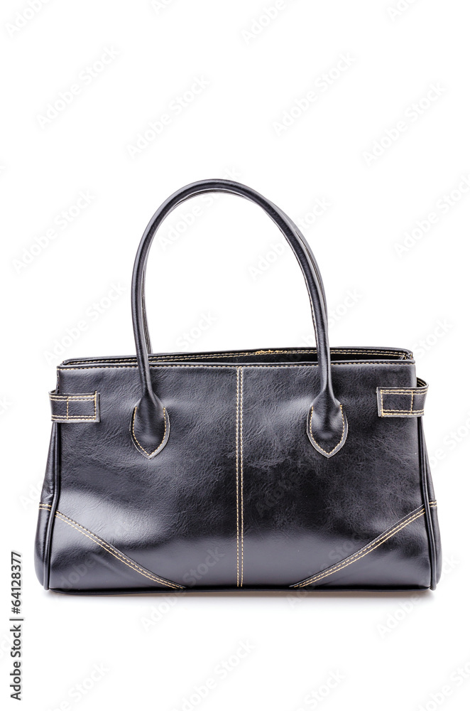 Woman leather bag isolated white background