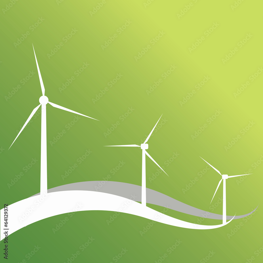 Three wind turbines and lines Three wind turbines and lines
