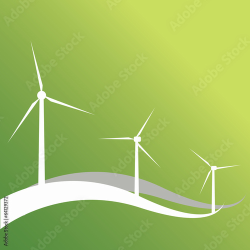 Three wind turbines and lines