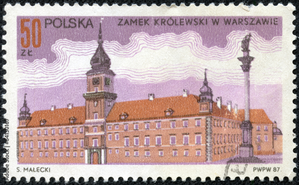 Stamp printed in Poland shows a large national building