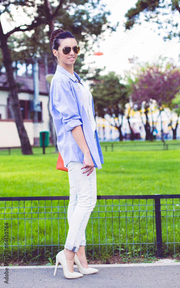 Young fashion girl posing outdoor Young fashion girl posing outdoor