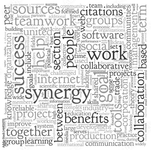 Synergy concept in word tag cloud