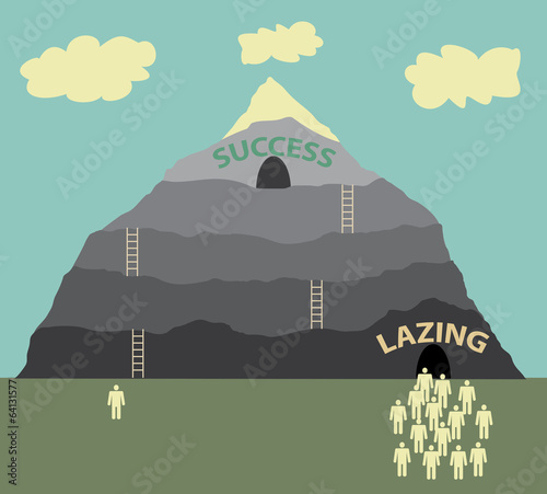 Illustration depicting a choice between laziness and success.