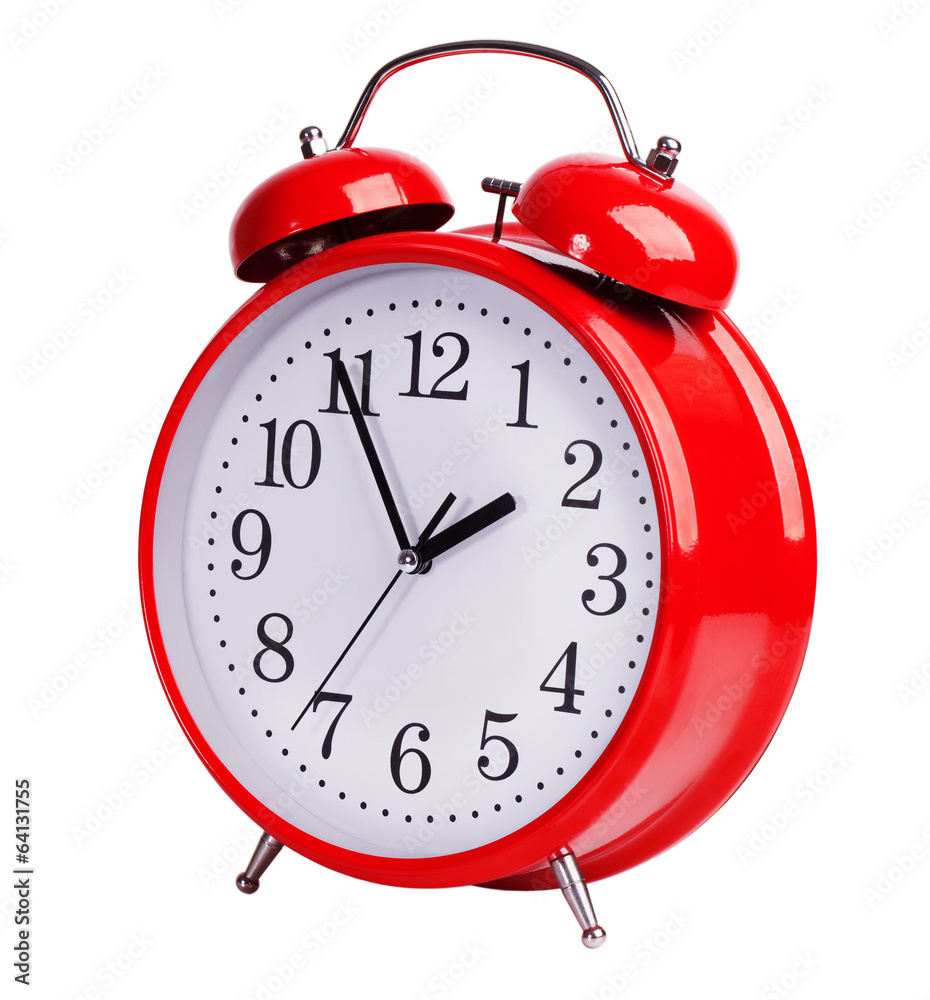 Red alarm clock on white background Red alarm clock on white background