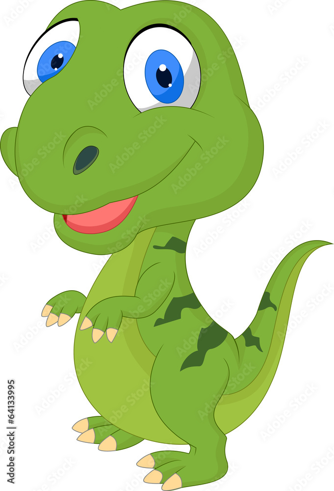 Naklejka premium Cute cartoon green dinosaur