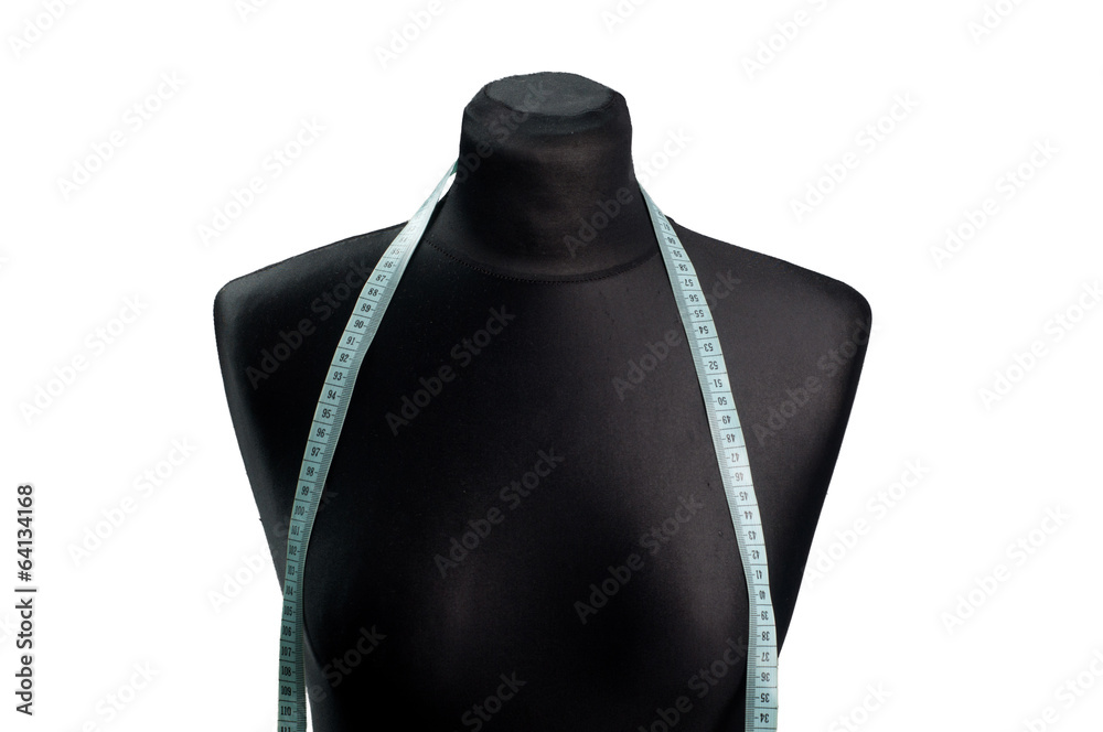 Clothing mannequin with a tape measure on a white background Clothing mannequin with a tape measure on a white background