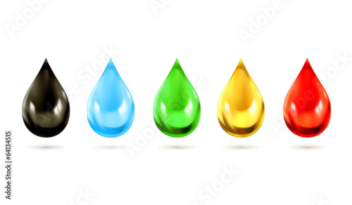 Set of multicolored droplets  vector icons