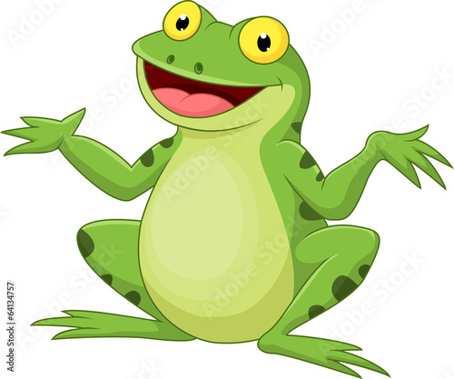 Funny cartoon green frog