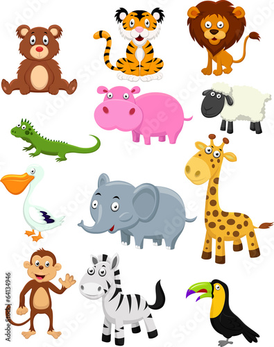 Wild animal cartoon collection set