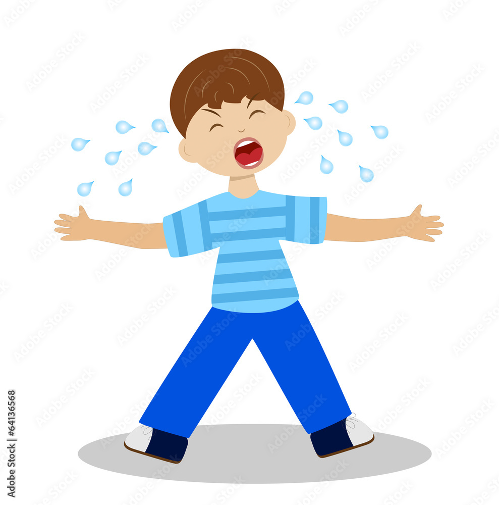 whining boy on a white background whining boy on a white background
