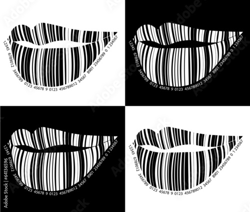 Black and white barcode lips.