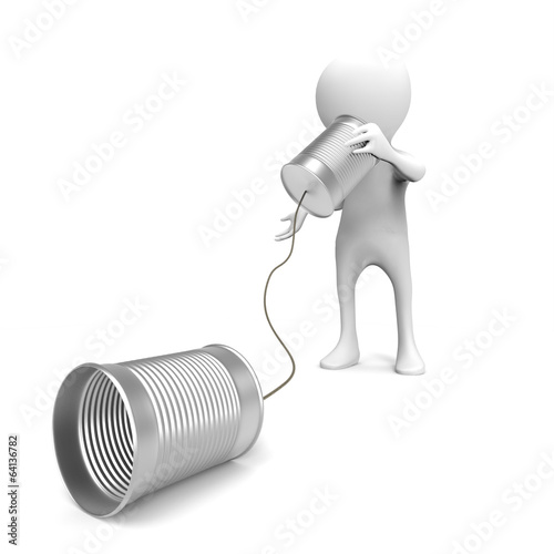 3d man with metal tin