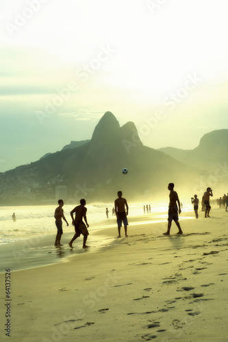 Brazilians Playing Altinho Keepy Uppy Beach Football Rio photo