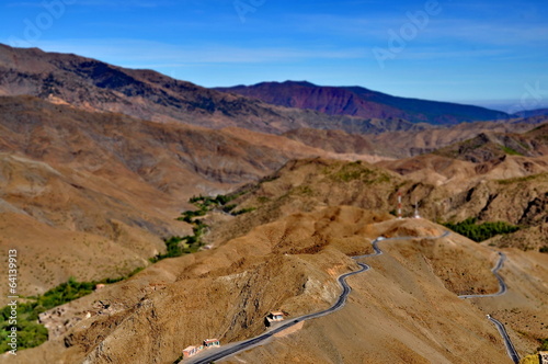 Curly road in the High Atlas mountains in Morocco photo