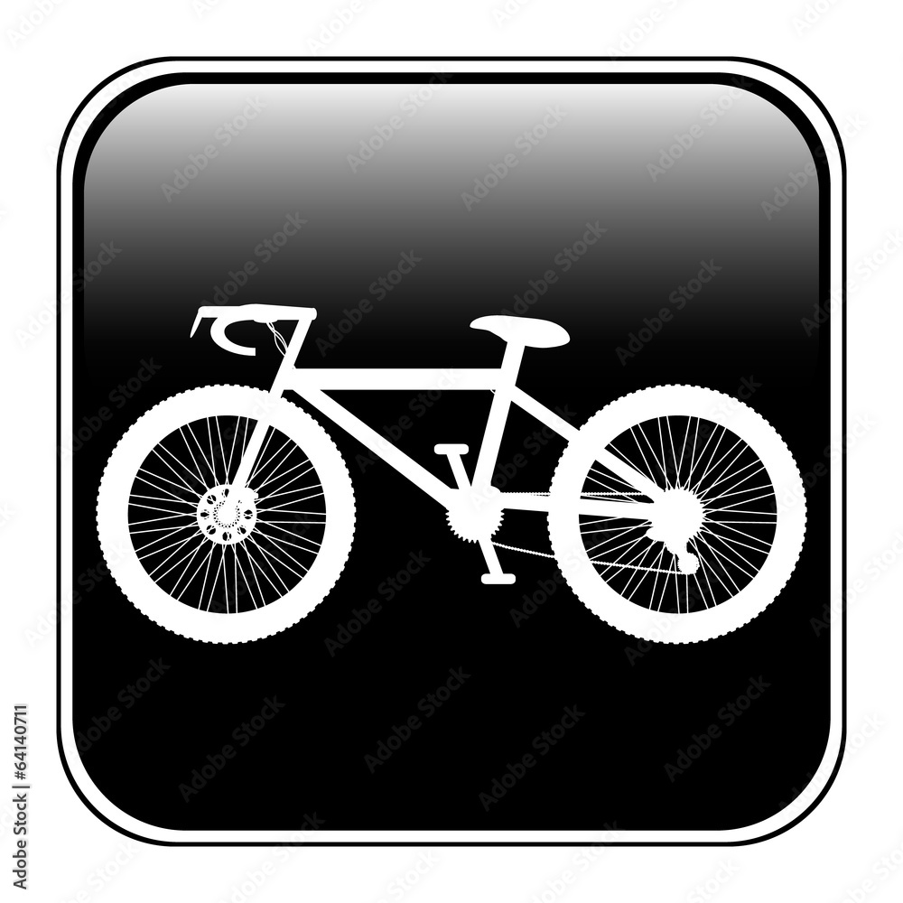 Bicycle icon on square internet button Bicycle icon on square internet button