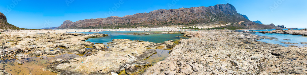 Panorama of Balos beach. View from Gramvousa Island, Crete
