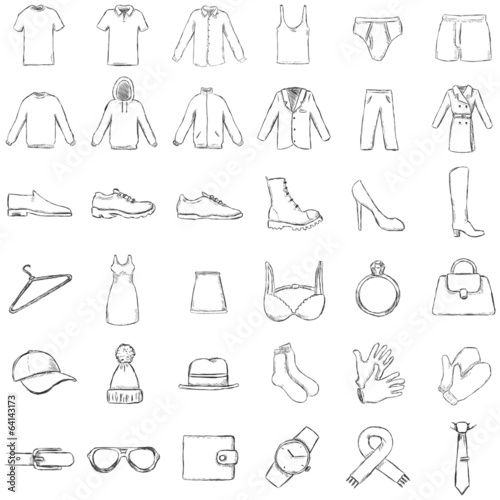 Vector Set of Sketch Clothes Icons