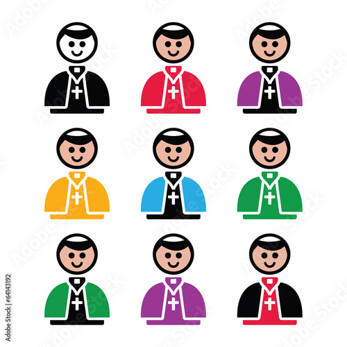 Catholic church pope vector icon set