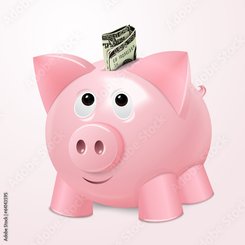 Piggy bank with dollar concept