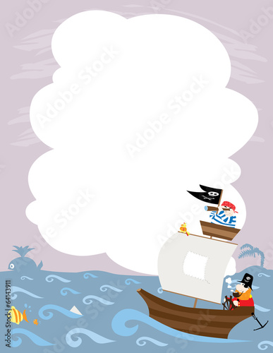 pirates ship, waves, space to fill in- vectors