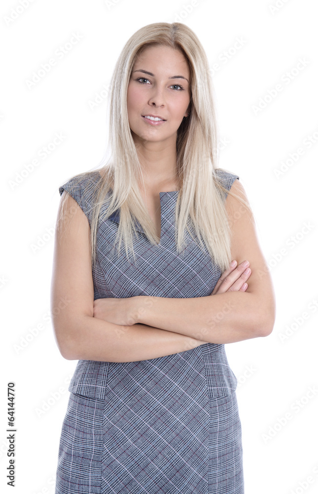 Junge blonde Business Frau in Kleid isoliert Junge blonde Business Frau in Kleid isoliert