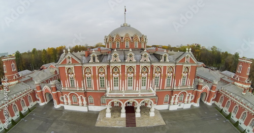 View from unmanned quadrocopter on beautiful building