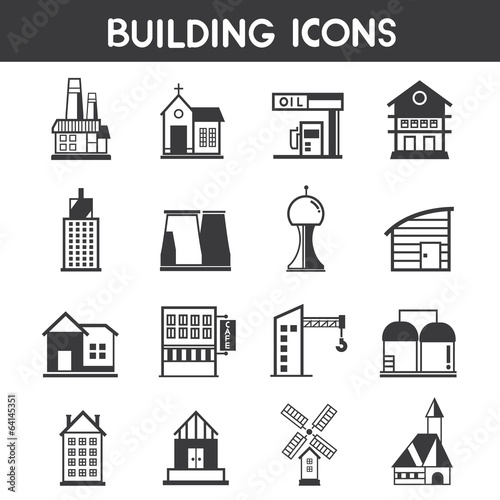 building icons, map elements