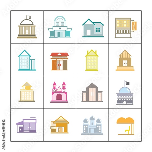 building icons set, map elements