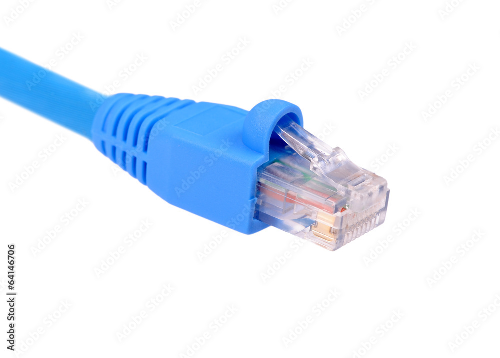 blue utp cat6 network cable isolated on white background blue utp cat6 network cable isolated on white background
