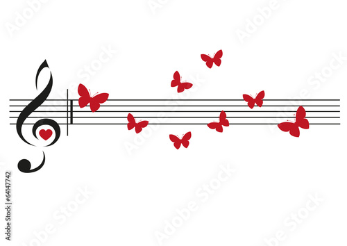 Flying butterflies.Music concept vector.Musical notes.Song of the summer.