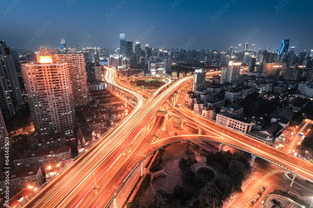 Fototapeta premium interchange overpass at night