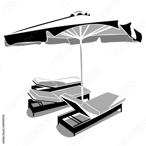 Sunbeds and umbrella
