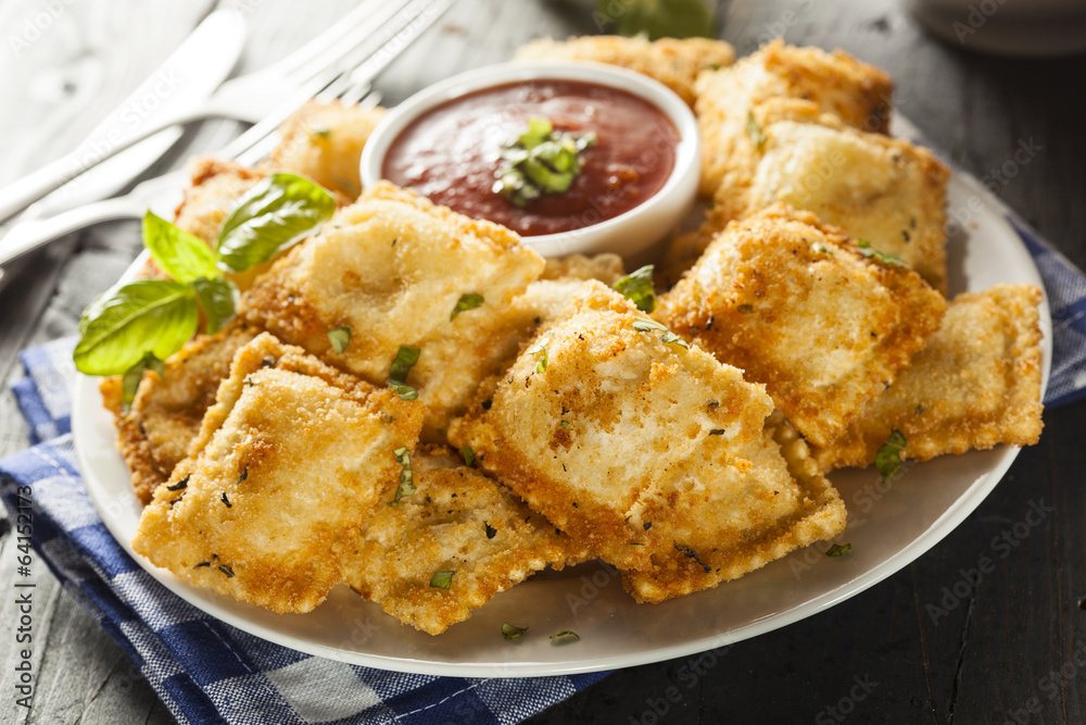 Homemade Fried Ravioli with Marinara Sauce Homemade Fried Ravioli with Marinara Sauce