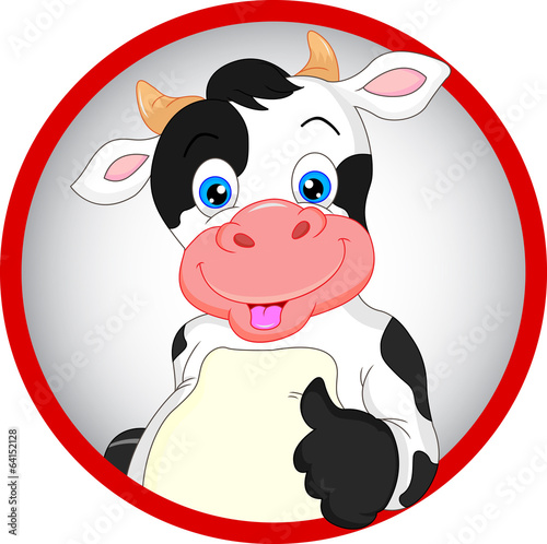 cute cow cartoon thumbs up