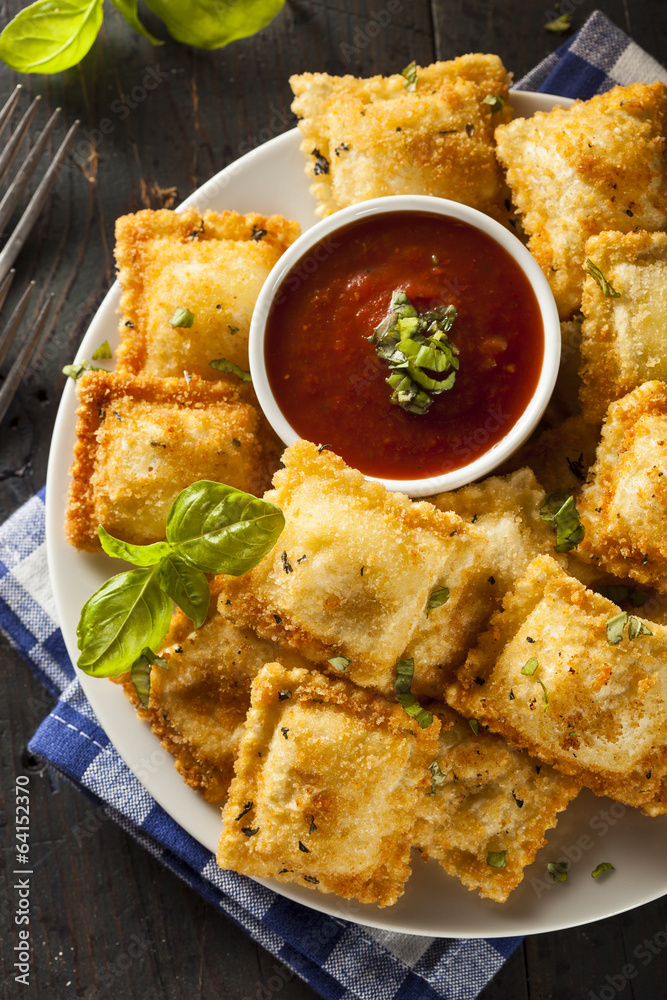 Homemade Fried Ravioli with Marinara Sauce Homemade Fried Ravioli with Marinara Sauce